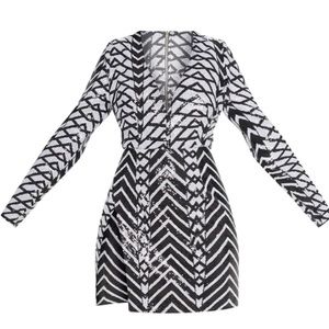PLT monochrome sequin split dress